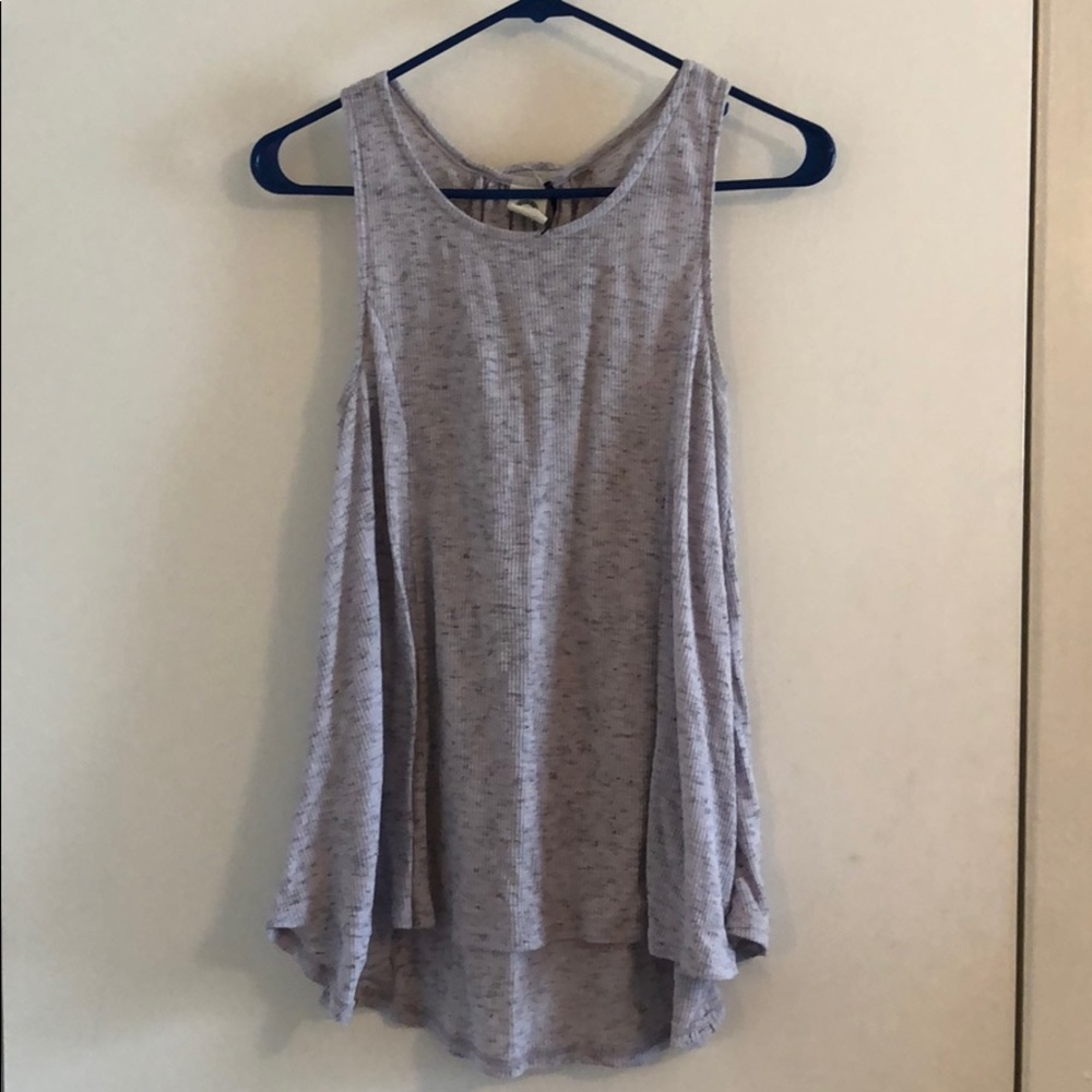 Lace up back gray tank